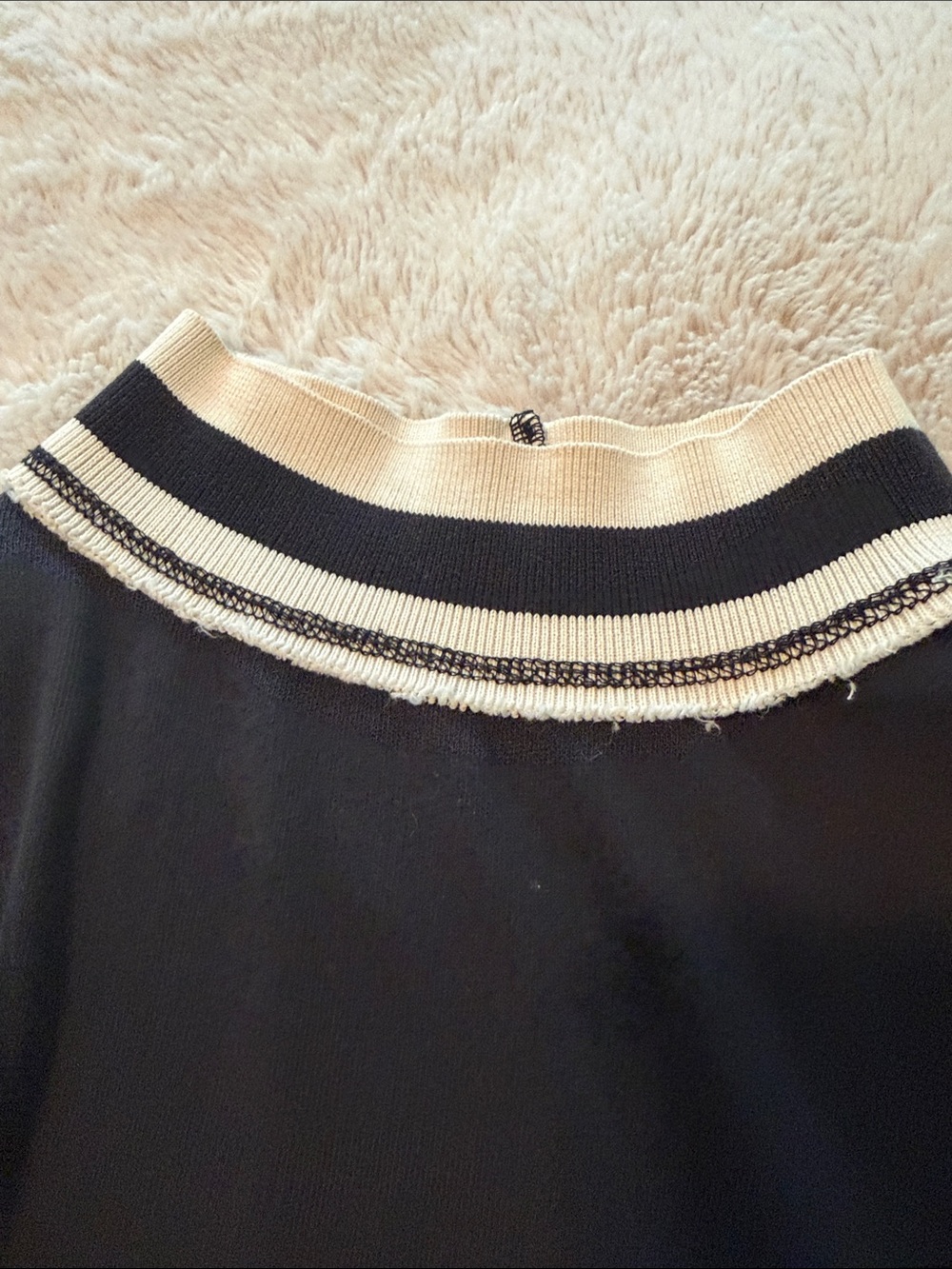 Free People Black Long-Sleeve Ringer Top with Cream Panels and Red Stripes - Picture 2 of 5